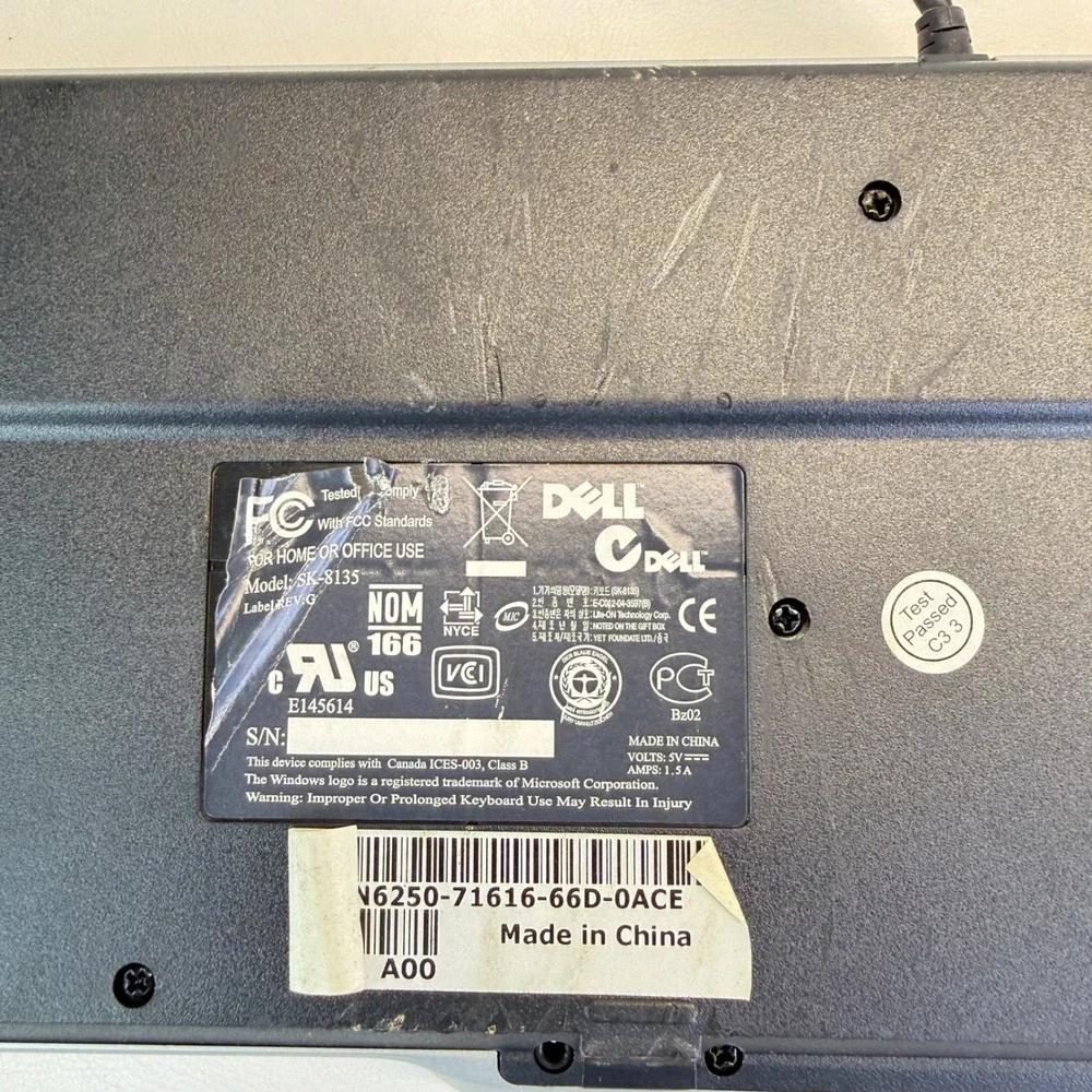 Dell SK-8135 Multimedia USB Wired Keyboard Volume Knob TESTED WORKS